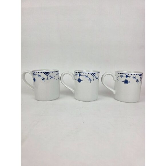 Johnson Bros Other - Denmark Blue Floral Porcelain Coffee Mugs By Johnson Bros Set Of 3 White & Blue
